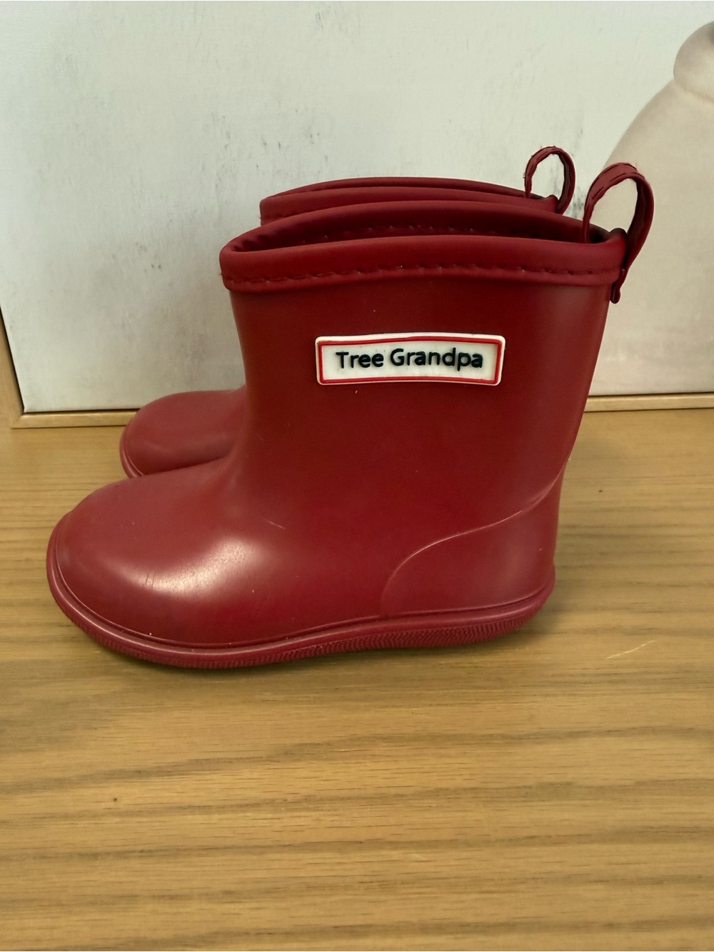 Tree Grandpa Red Toddler Rain Boots Size 7 Barefoot Wide Toe Waterproof